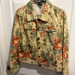 Madison Studio Women's Floral Jean Jacket - Red and Green